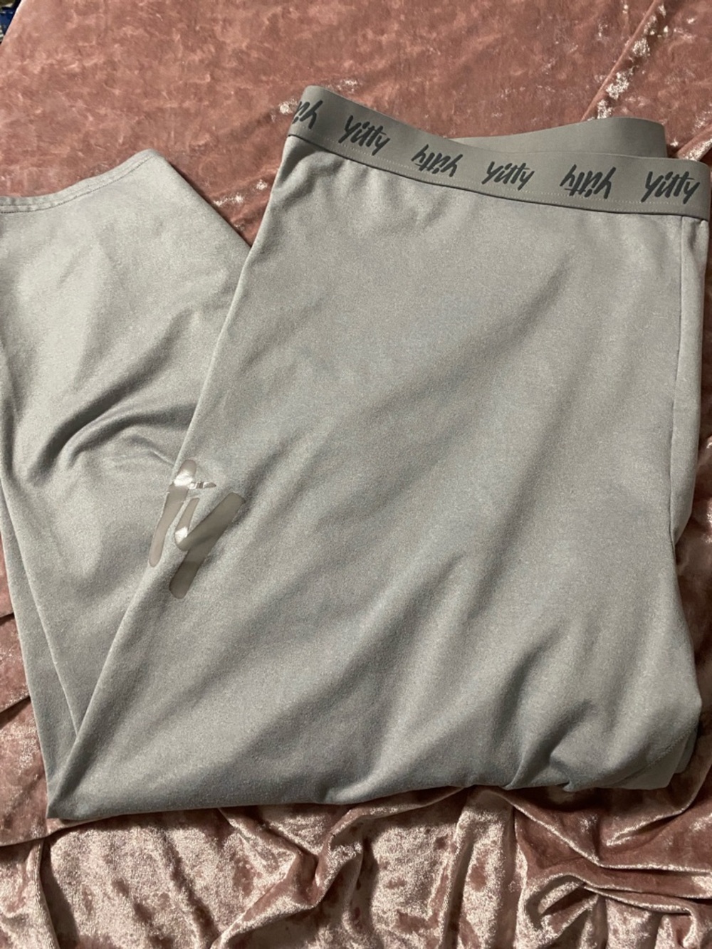 YITTY Gray High-Waist Leggings with Branded Waistband
